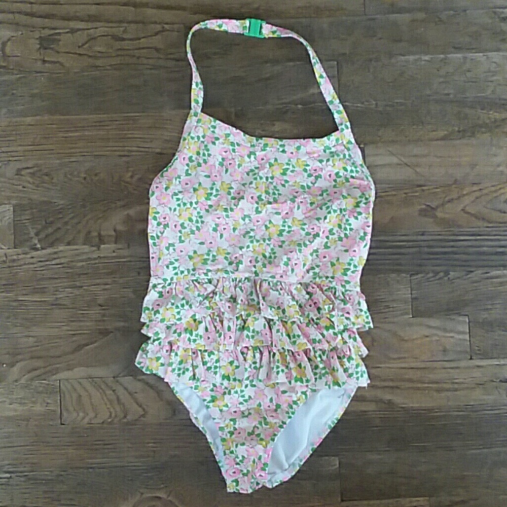 Girls mini boden ruffle swim suit size 7-8 years